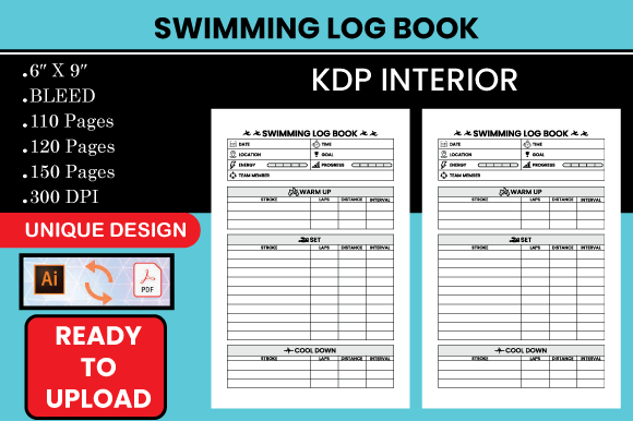 Swimming Log Book KDP Interior for Publishers